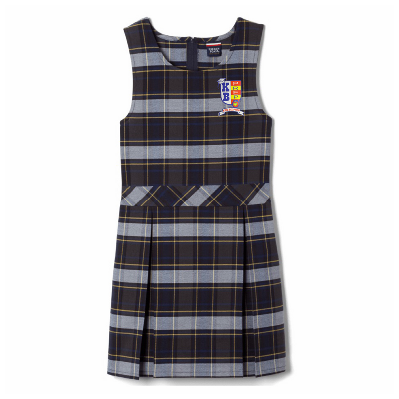 Kidz Biz - Plaid Box Pleat Jumper Blue & Gold Plaid