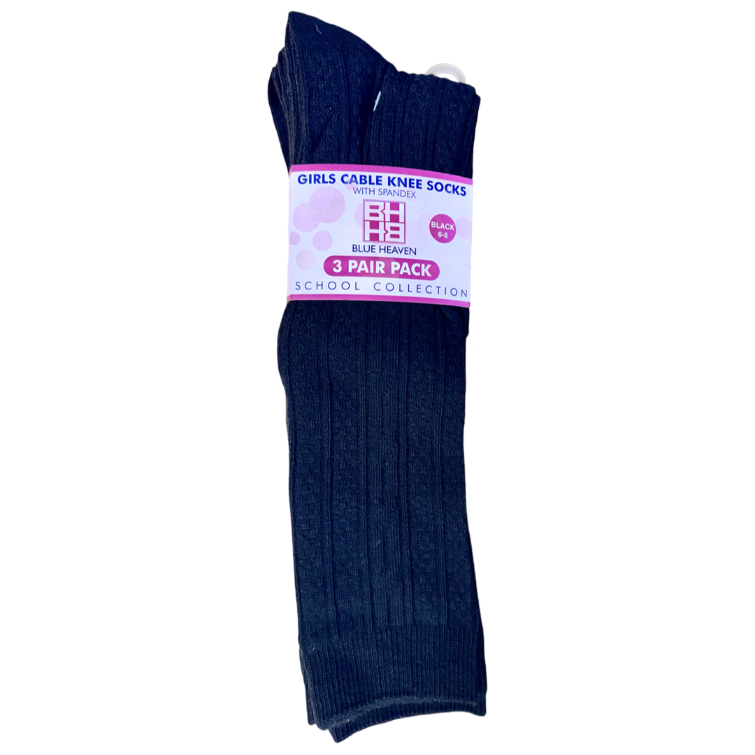 Radiant Christian School - Girls 3-Pack Cable Knee Socks