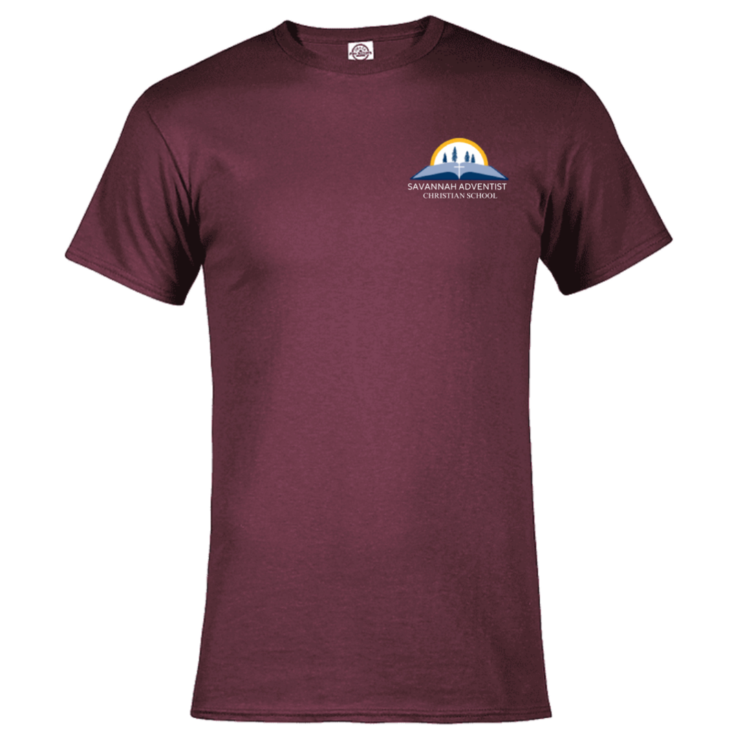 Savannah Adventist - Co-Ed Burgundy Gym T-shirt -  Grades 5 - 8th