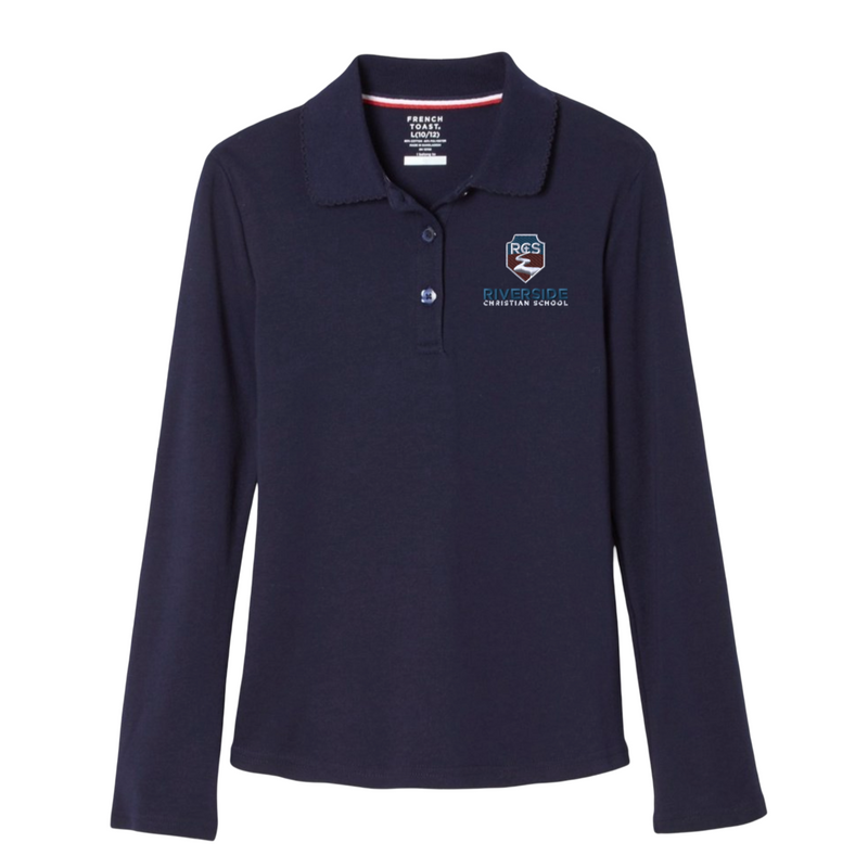 Riverside - Girl's Long Sleeve Picot Collar Polo