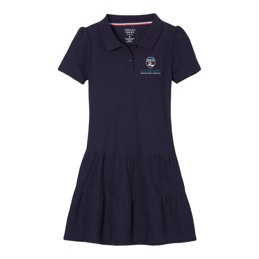 Riverside - Girl's Short Sleeve Ruffle Piqué Polo Dress