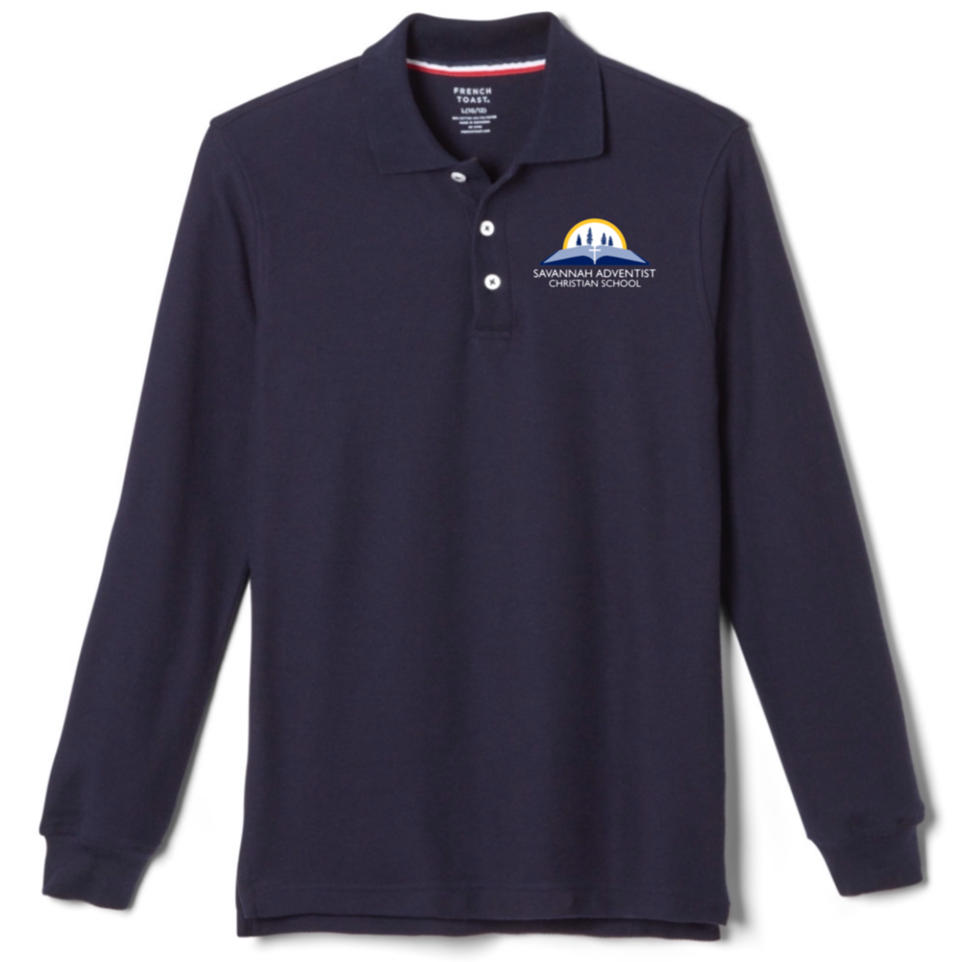 Savannah Adventist Christian - Boy's Husky Long Sleeve Pique Polo