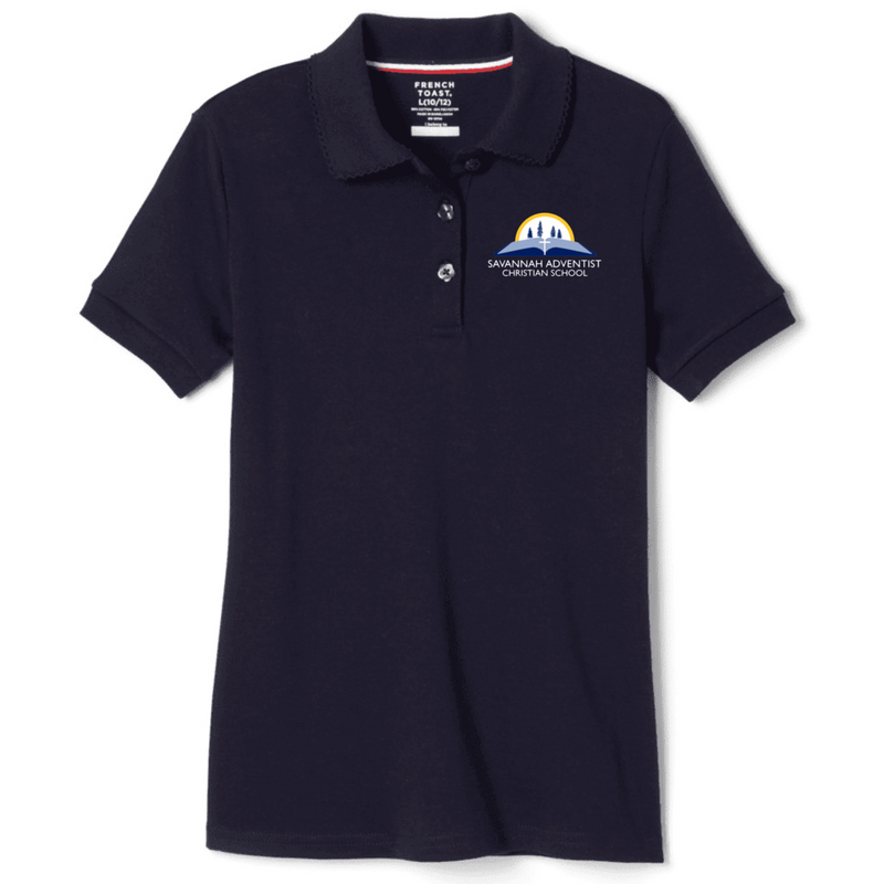 Savannah Adventist Christian  - Girl's Plus Size Short Sleeve Picot Collar Polo