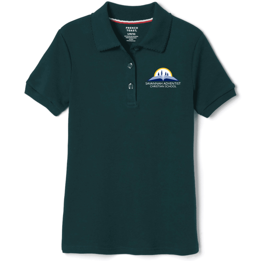 Savannah Adventist Christian - Girl&#39;s Short Sleeve Picot Collar Polo