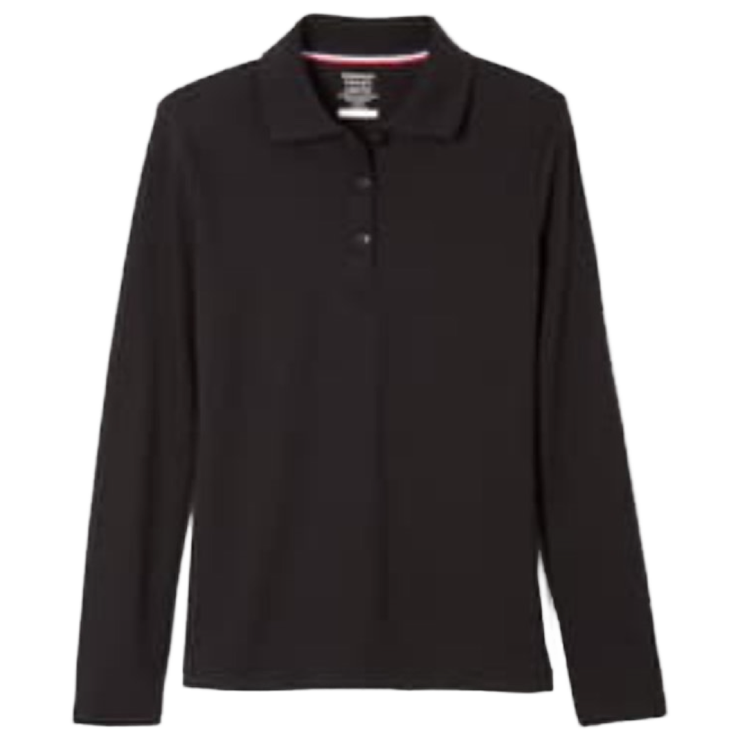 French Toast Girl&#39;s Long Sleeve Interlock Polo with Picot Collar