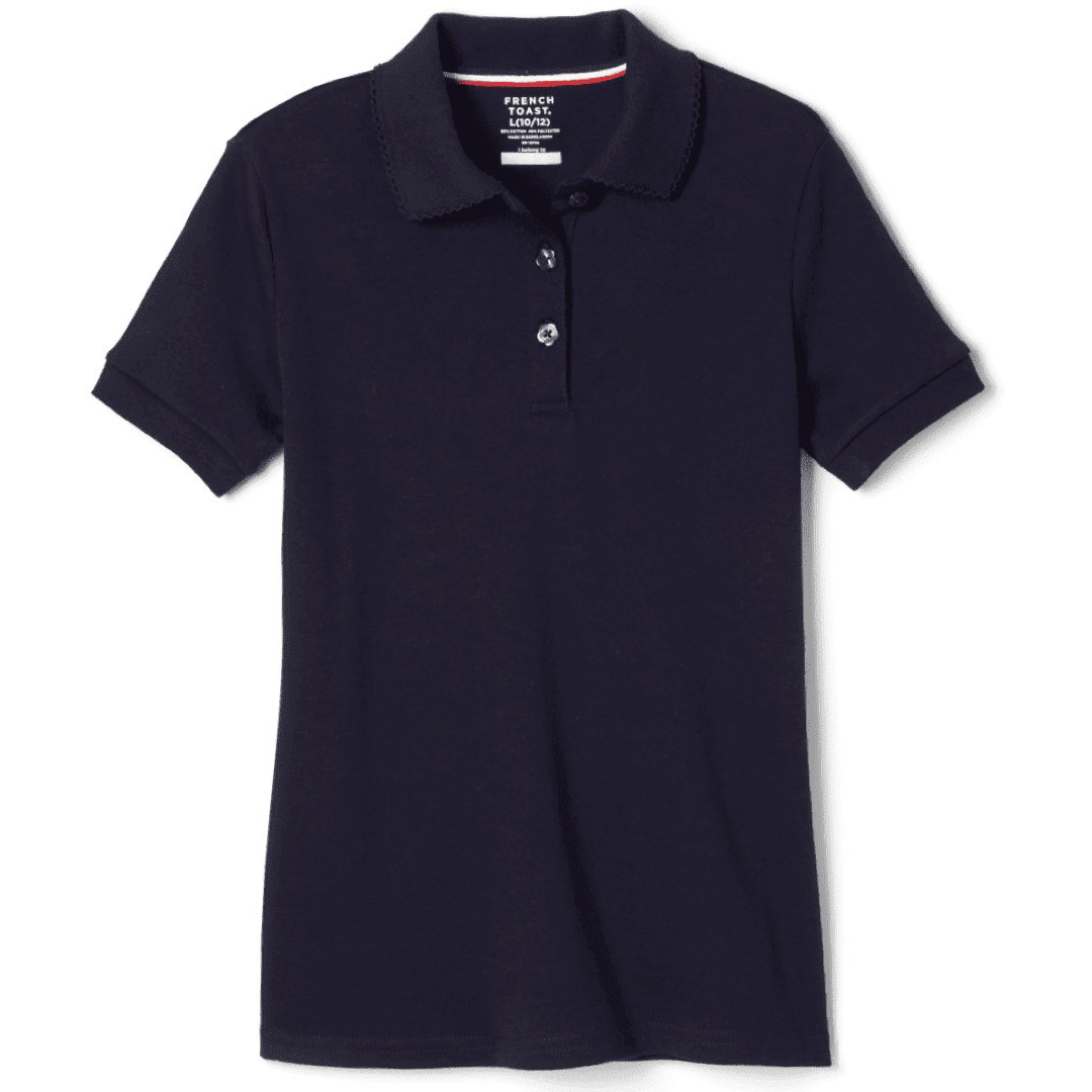 French Toast Girl&#39;s Short Sleeve Picot Collar