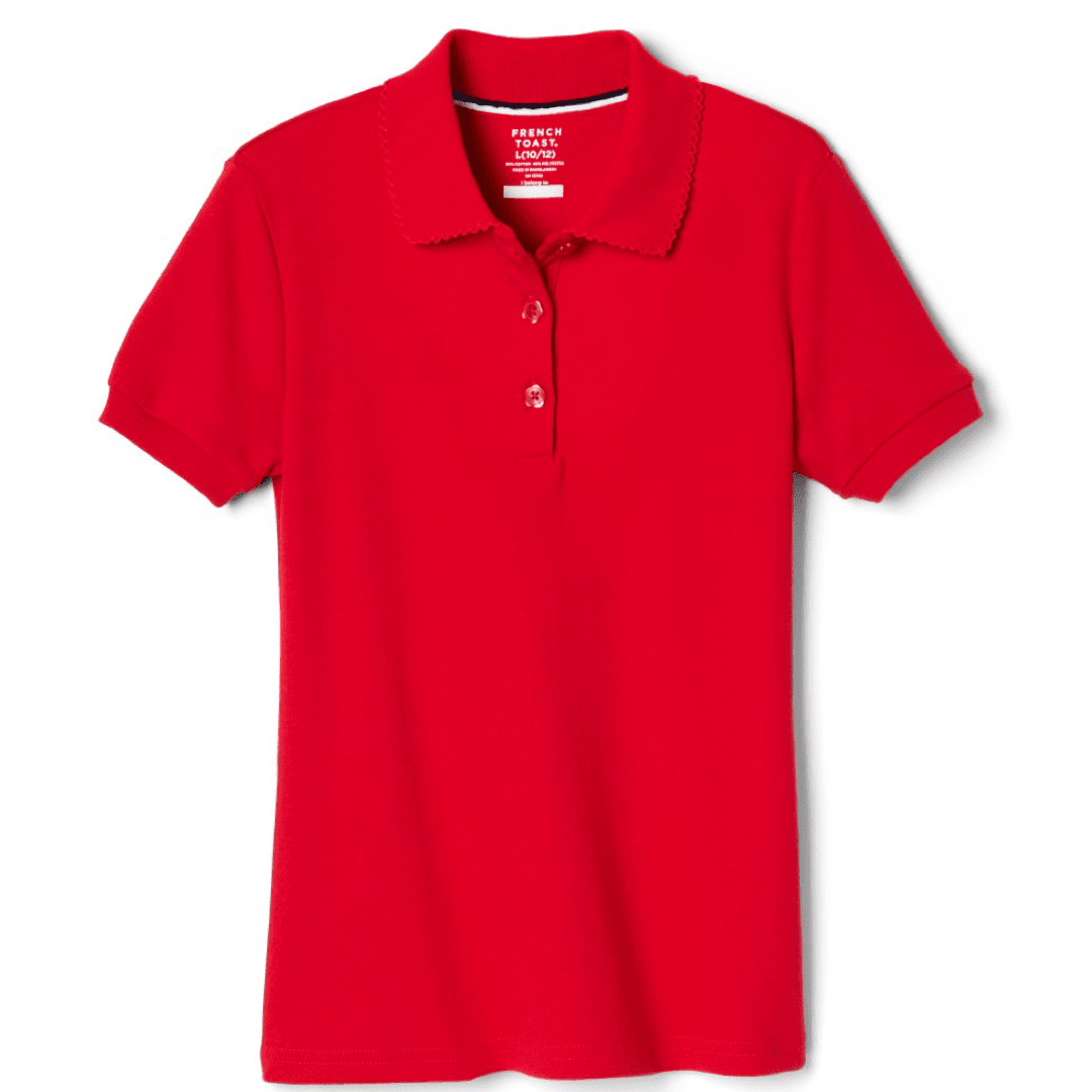 French Toast Girl&#39;s Short Sleeve Picot Collar