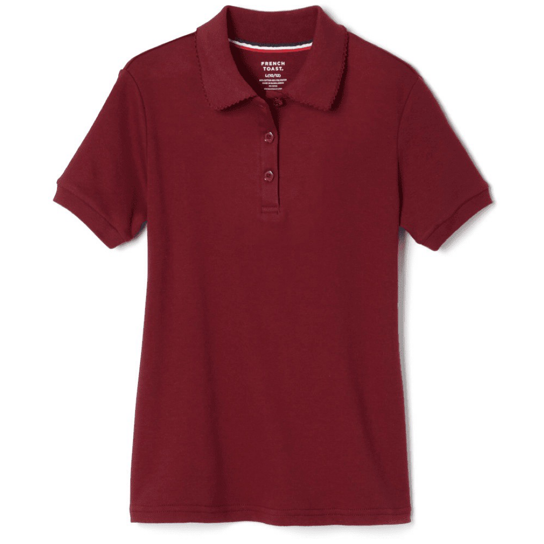 French Toast Girl's Short Sleeve Picot Collar