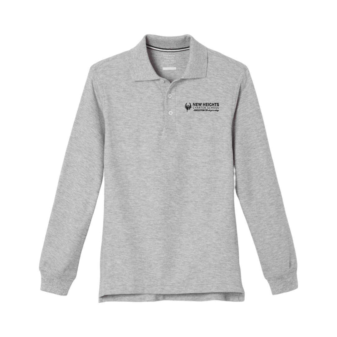 New Heights Charter - Grey Long Sleeve Grey Polo - Adult -  7th Grade Only