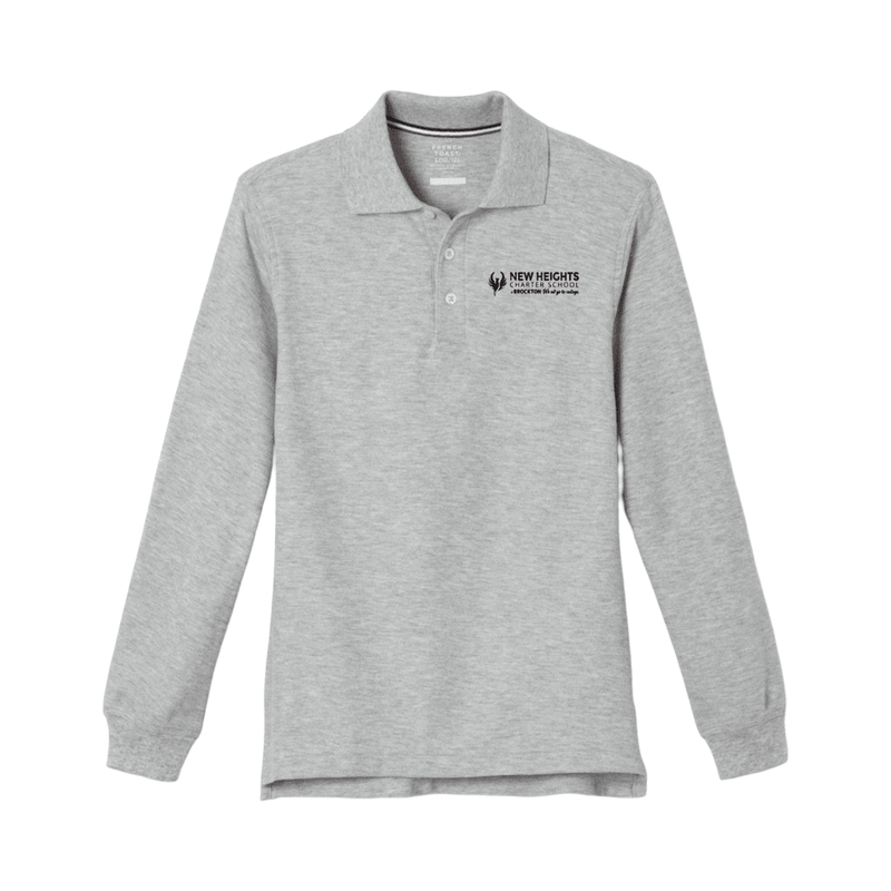 New Heights Charter - Grey Long Sleeve Grey Polo - Adult - 8th Grade Only
