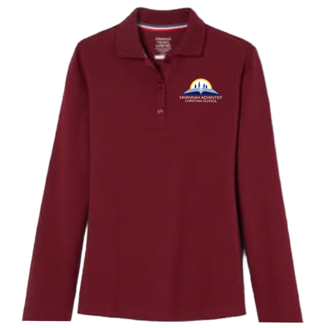 Savannah Adventist - Young Women's Long Sleeve Stretch Piqué Polos