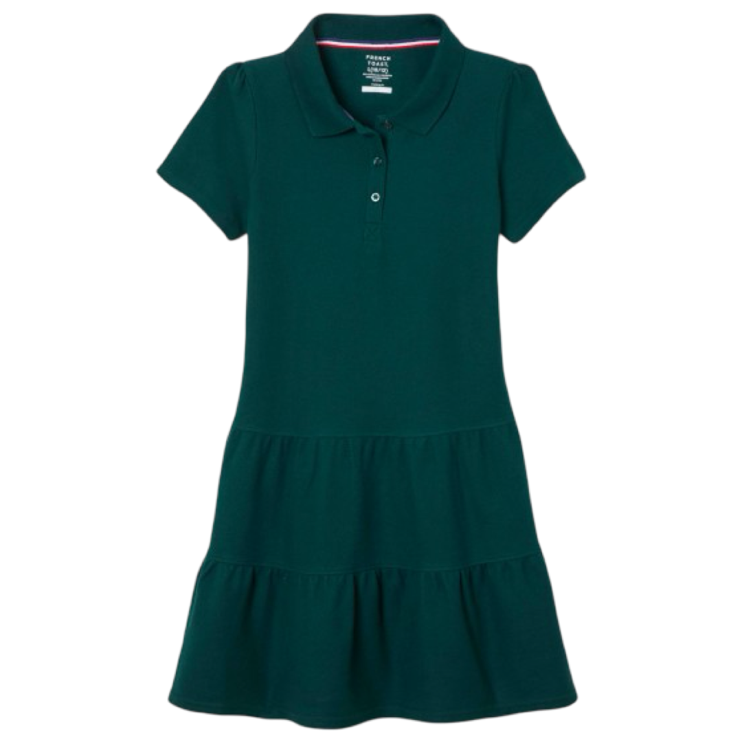 Short Sleeve Ruffle Piqué Polo Dress