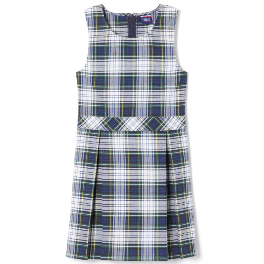 Montessori Kids -  Girl's Plaid Box Pleat Jumper - Navy & White