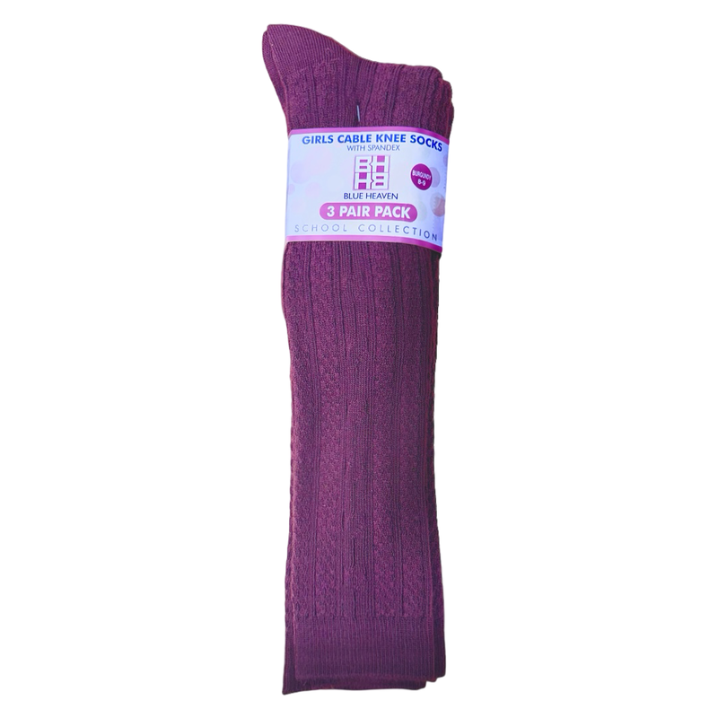 Arms of Love Learning Academy - Girl's 3-Pack - Cable Knee Socks