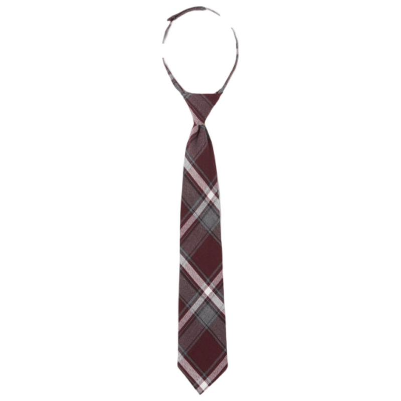 ICMA - Co-Ed Burgundy Plaid Adjustable Tie