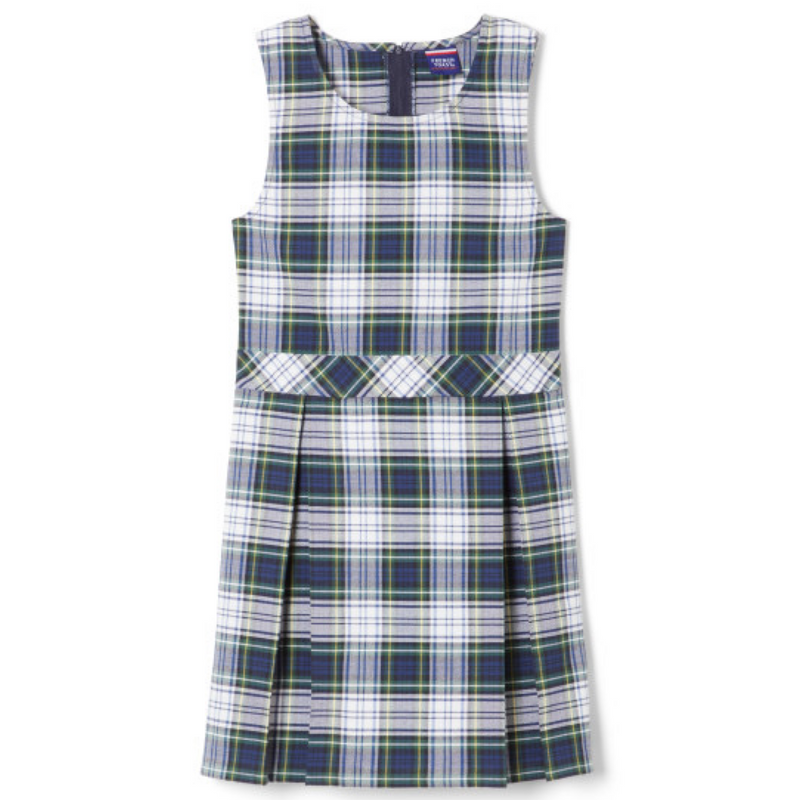 Radiant Christian School - Girl's Plus Size Plaid Box Pleat Jumpers - Navy/White