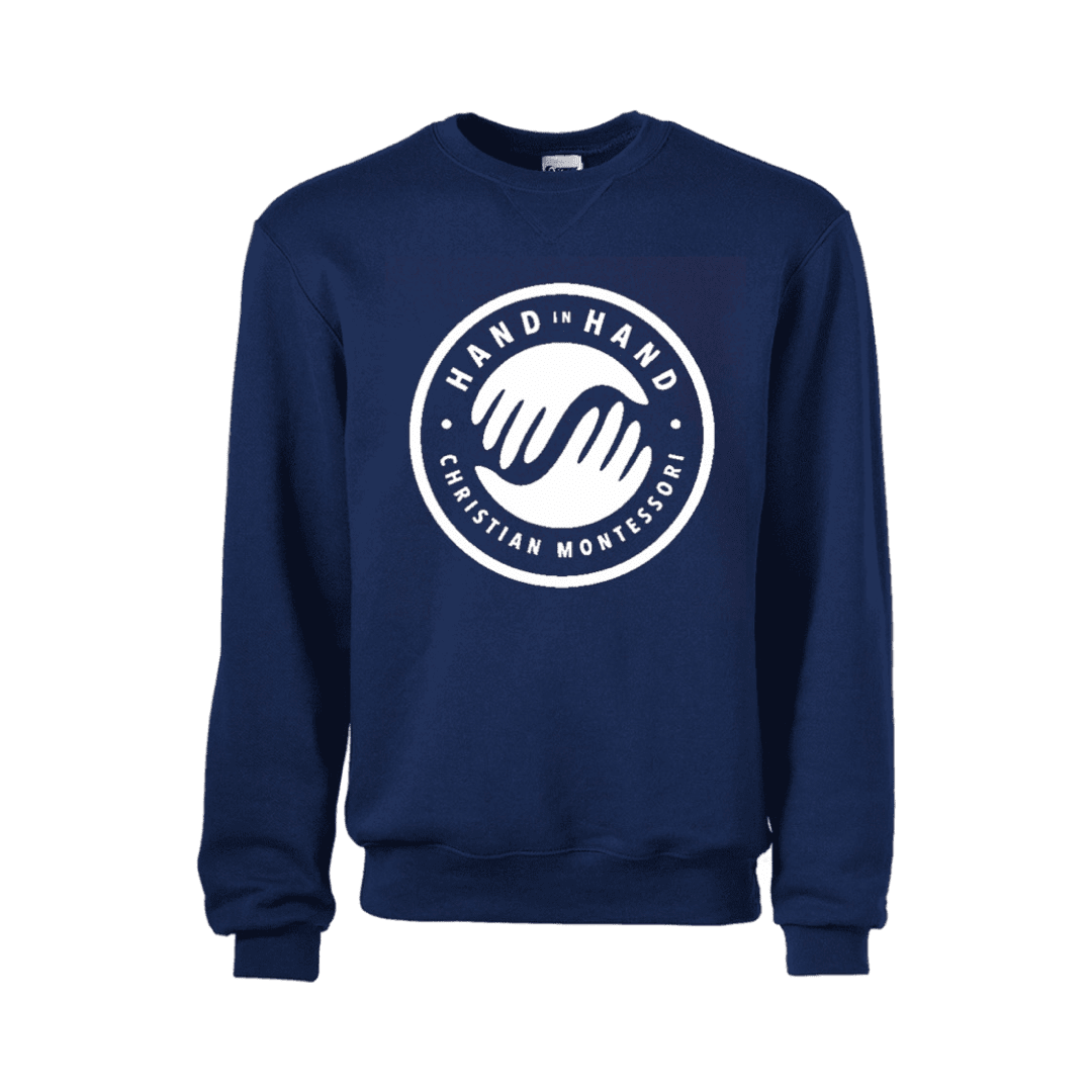 Hand In Hand - Navy Crew Neck Sweatshirt - Adult