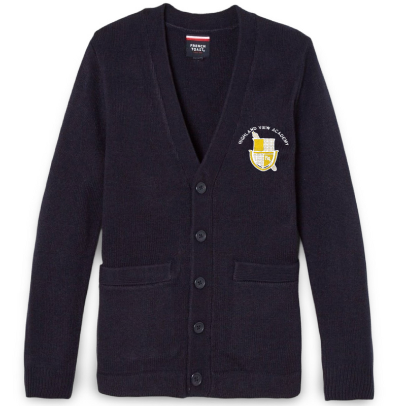 Highland View Academy - Co-Ed Youth / Adult V-Neck Cardigan Sweater