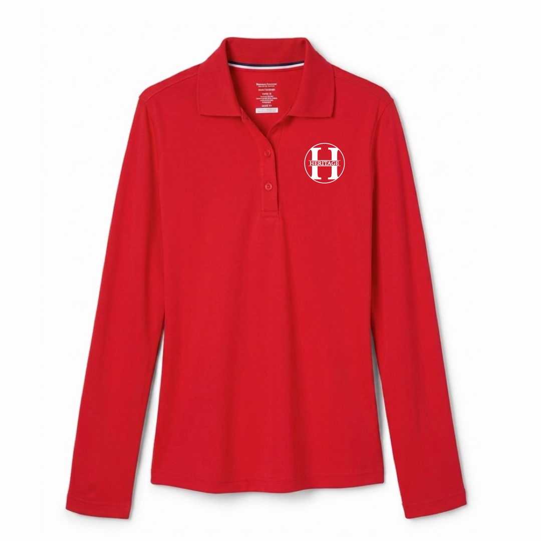 Heritage Baptist - Girl's / Young Women's Long Sleeve Stretch Piqué Polo