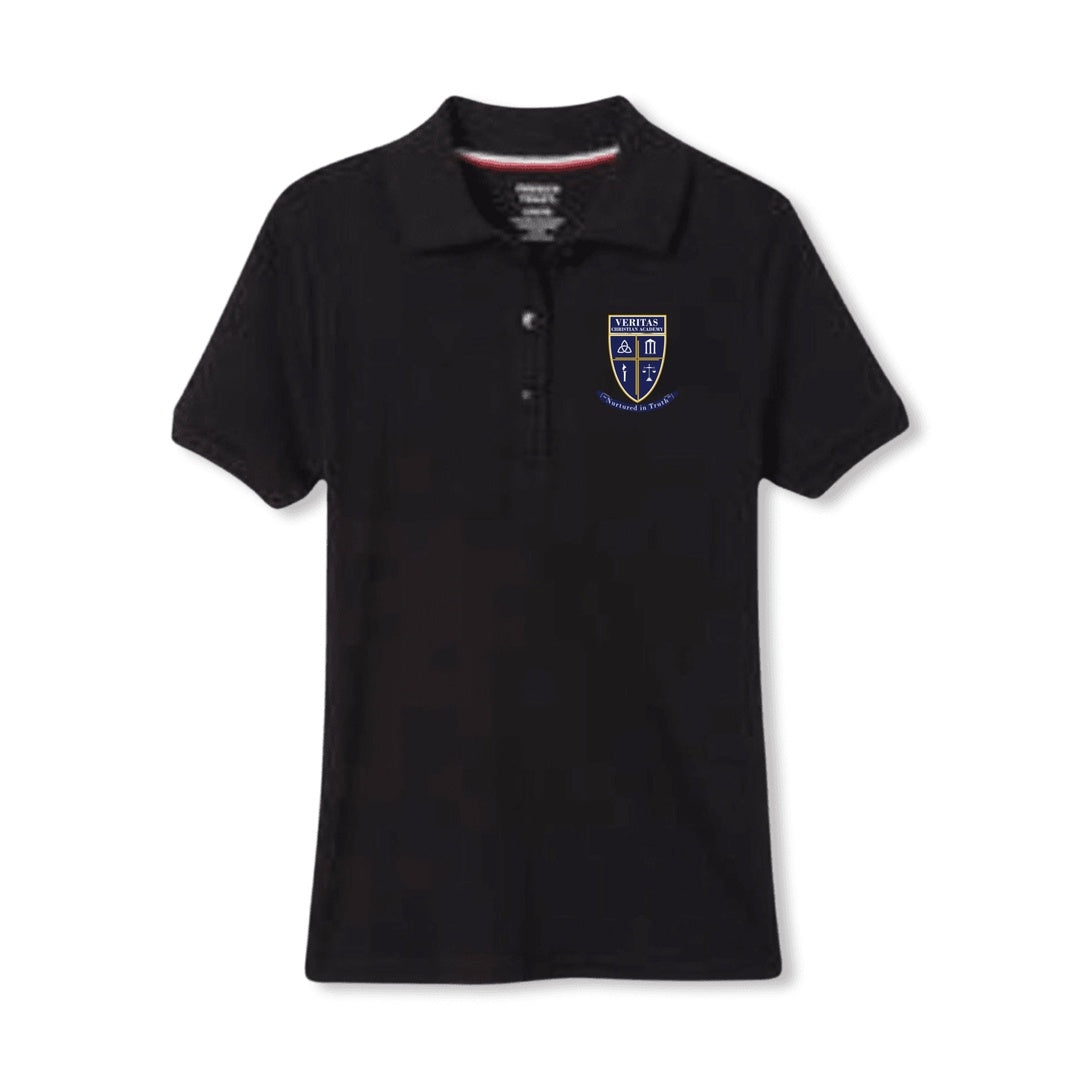 Veritas - Girl&#39;s Short Sleeve Picot Collar - With Logo