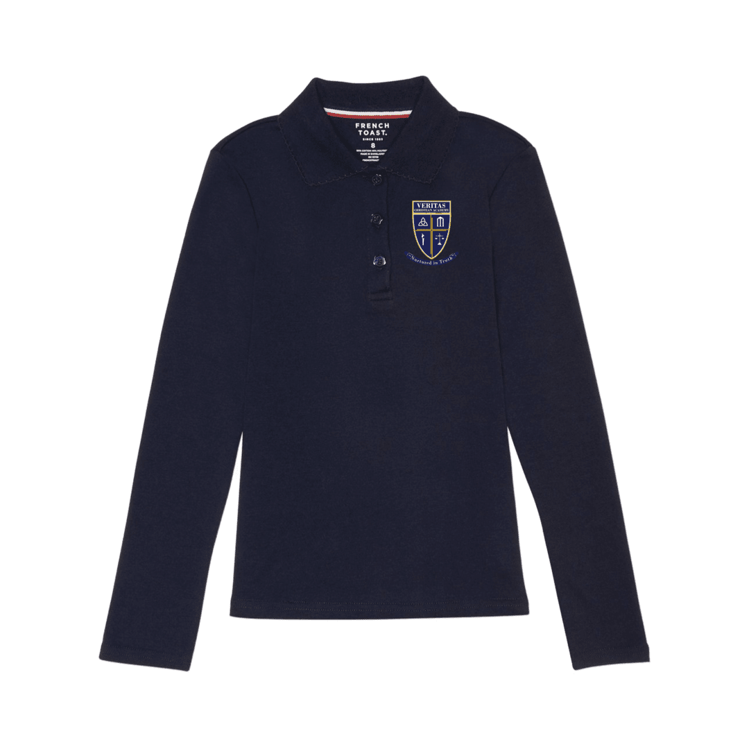 Veritas - Girl&#39;s Long Sleeve Picot Collar - With Logo