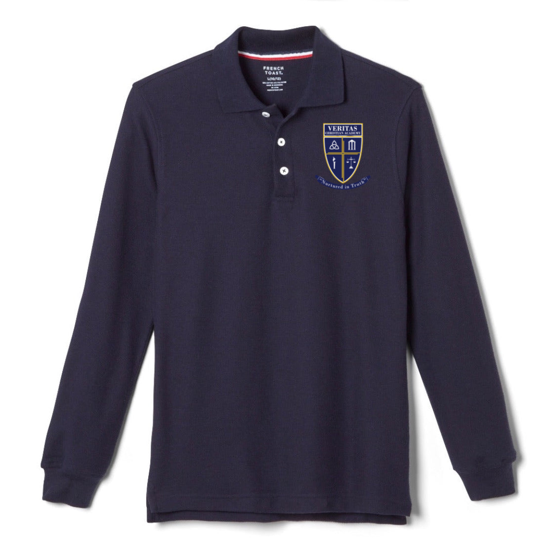 Veritas -  Boy's Long Sleeve Pique Polo - With Logo
