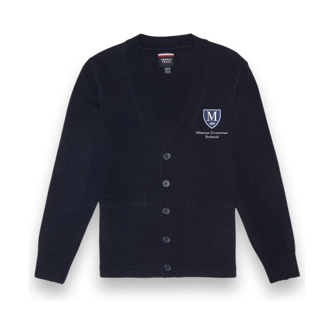 Mission Grammar V-Neck Cardigan Sweater Grades K2-3 - Boys