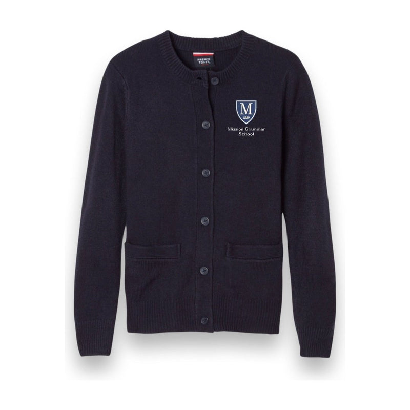 Mission Grammar - Girl's Crewneck Cardigan Sweater Grades - K2-3