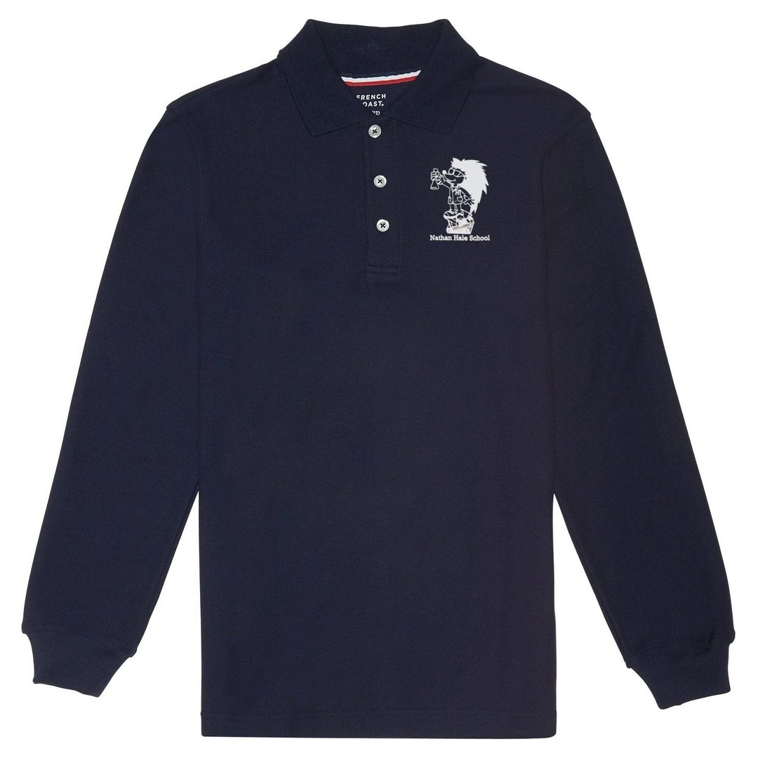 Nathan Hale School Long Sleeve Navy Polo - Adult
