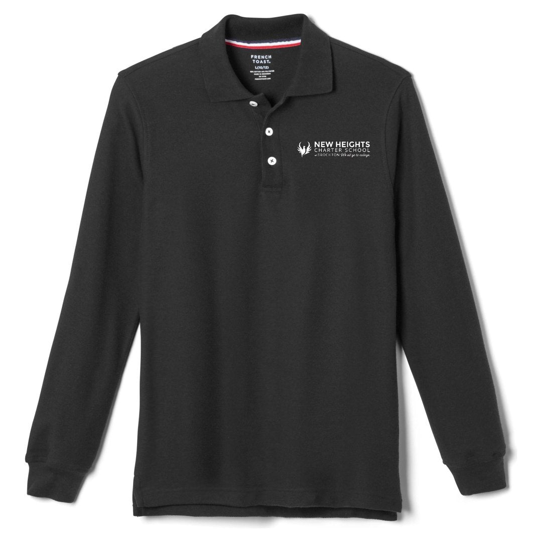 New Heights Charter - Black Long Sleeve Polo - Husky Kids - 9th Grade Only