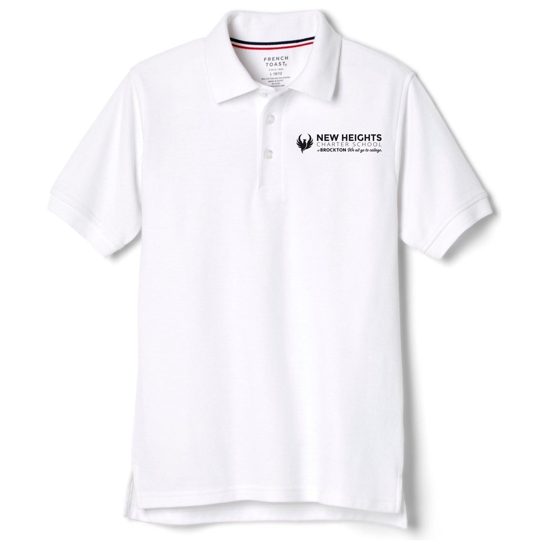 New Heights Charter - White Short Sleeve Polo - Husky Kids - 10th Grade Only