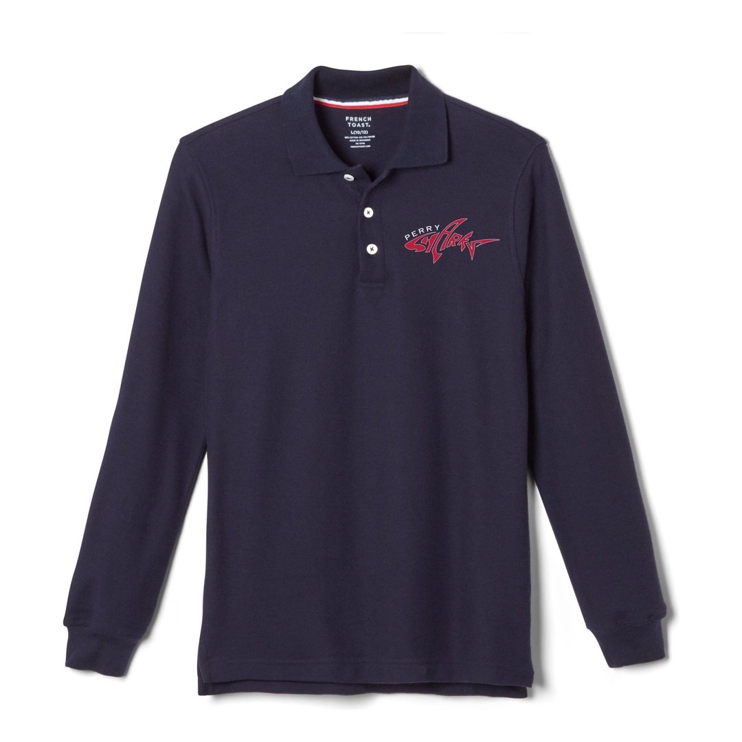 Perry School K-6th - Navy Long Sleeve Polo - Kids