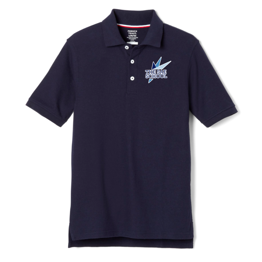 The SAE School - Co-Ed Youth / Adult Navy Short Sleeve Pique Polo