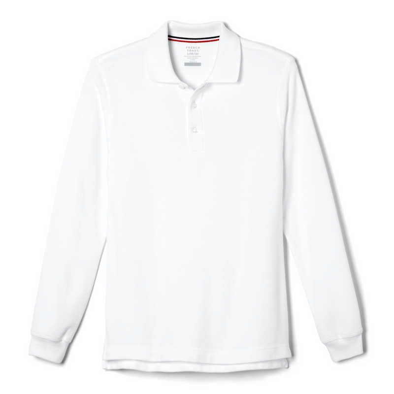 New Horizon - Co-Ed White Youth Long Sleeve Pique Polo - No Logo