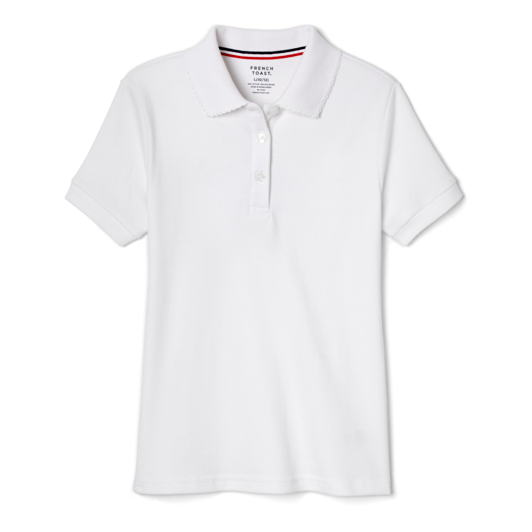 Le Monde French Immersion -  Girl's Short Sleeve Picot Collar - No Logo