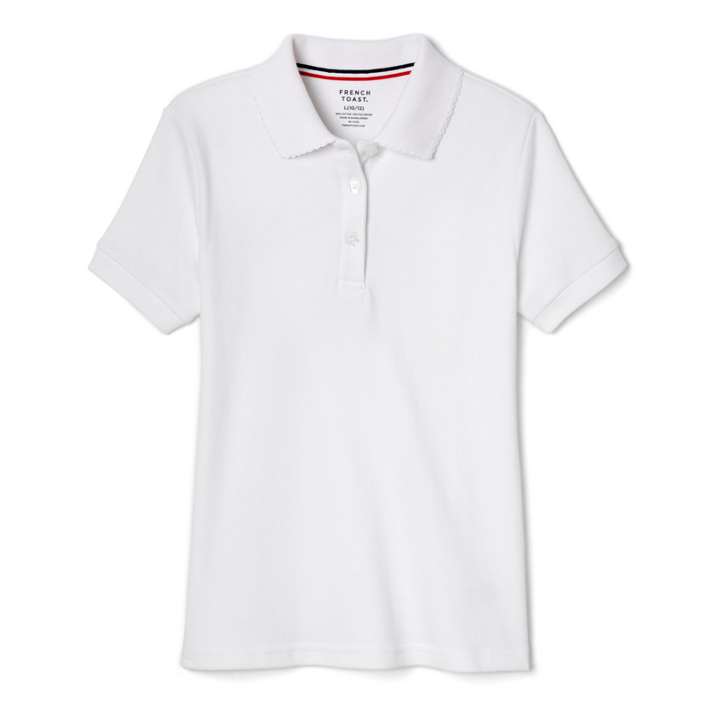 Le Monde French Immersion -  Girl's Short Sleeve Picot Collar - No Logo