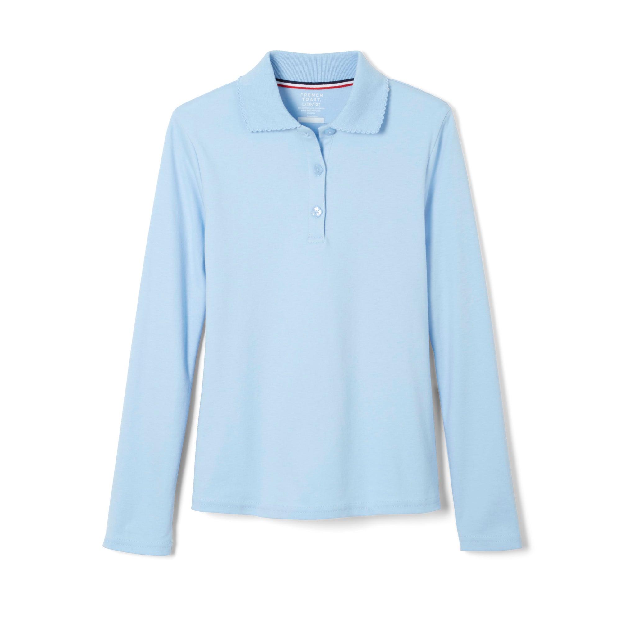 French Toast Toddler Long Sleeve Interlock Polo with Picot Collar