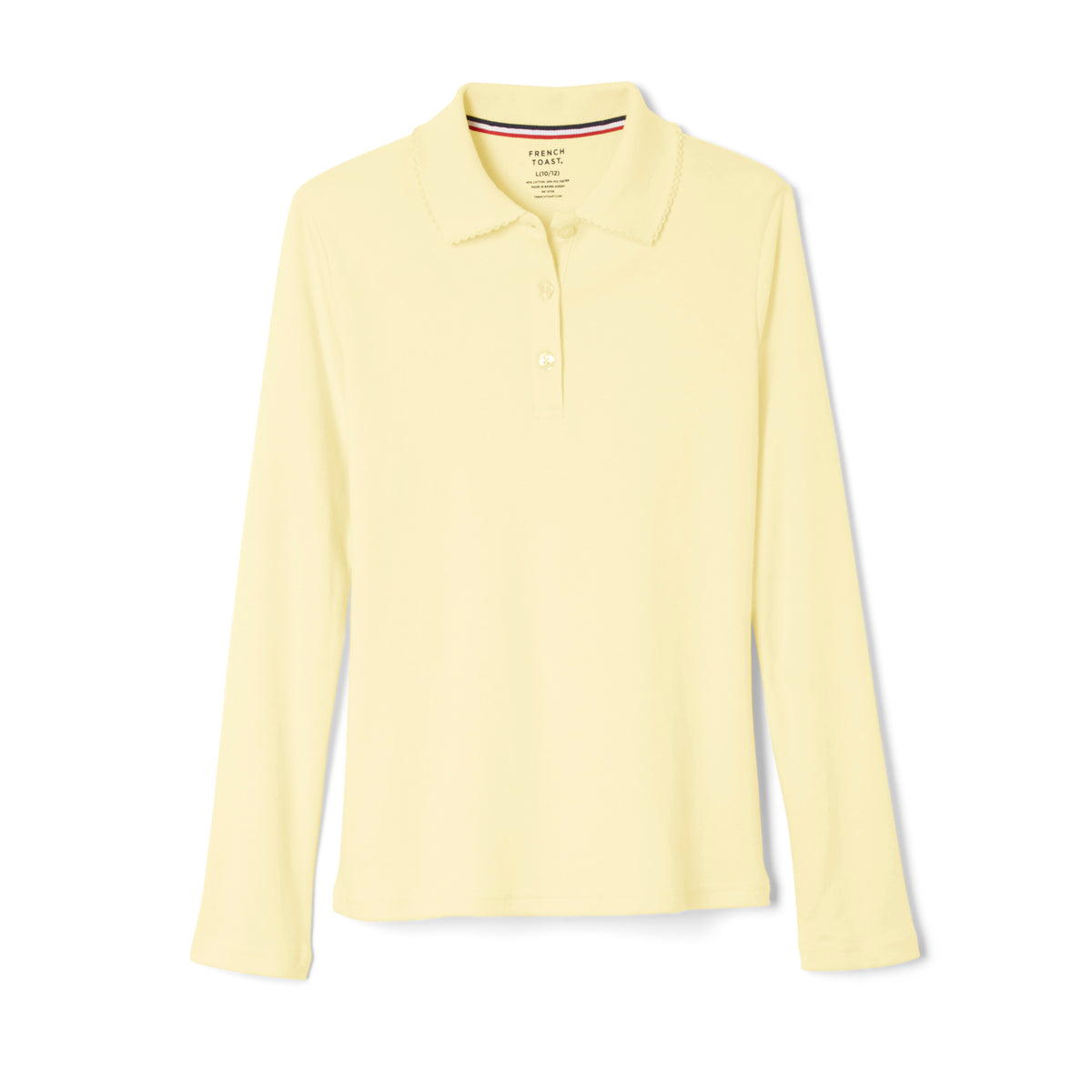 French Toast Toddler Long Sleeve Interlock Polo with Picot Collar