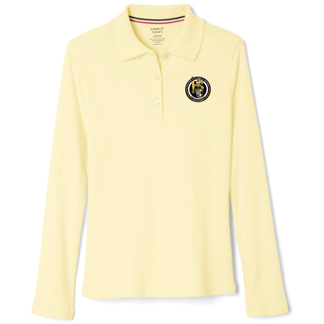 The Masters Class - Girl's Long Sleeve Picot Collar Polo