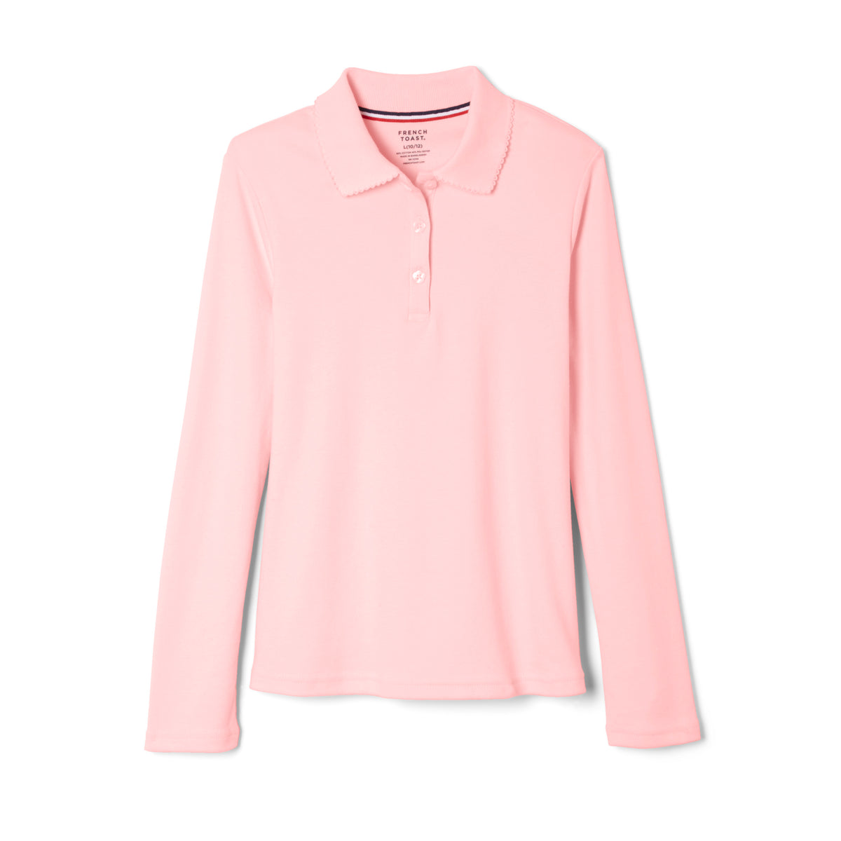 French Toast Toddler Long Sleeve Interlock Polo with Picot Collar