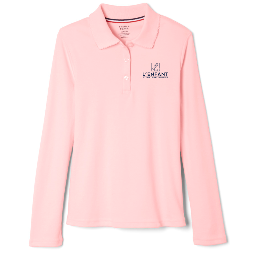 L'Enfant Montessori International Preschool - Girl's Long Sleeve Picot Collar Polo