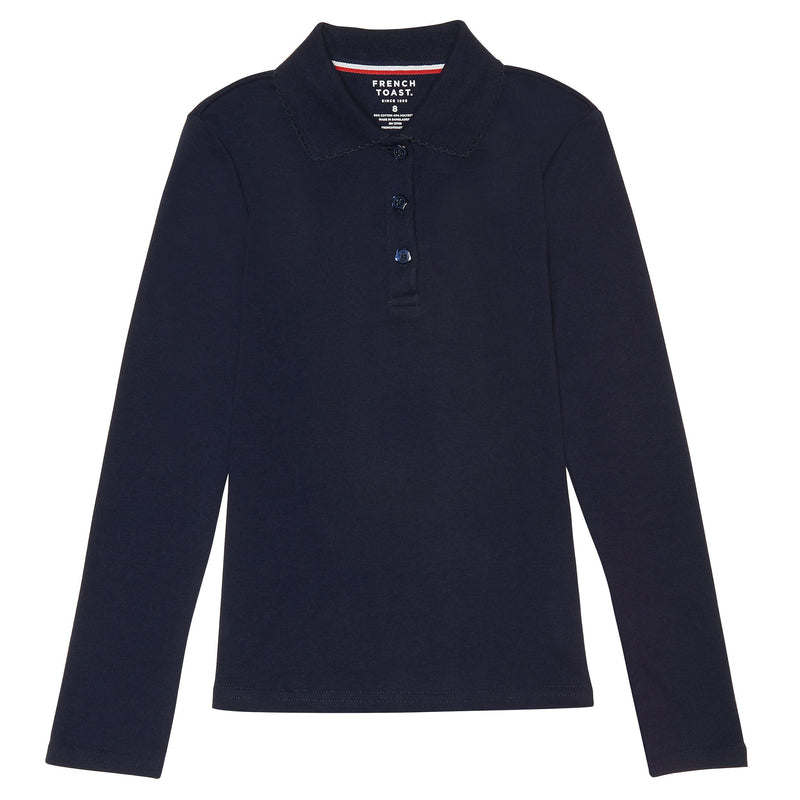 Applegate  - Girl's Long Sleeve Picot Collar Polo - No Logo