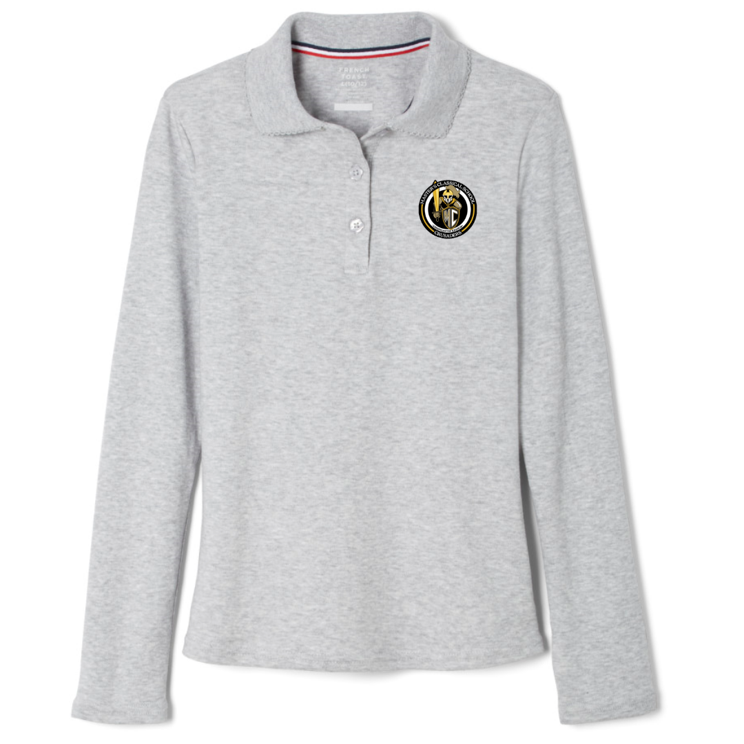 The Masters Class - Girl's Long Sleeve Picot Collar Polo
