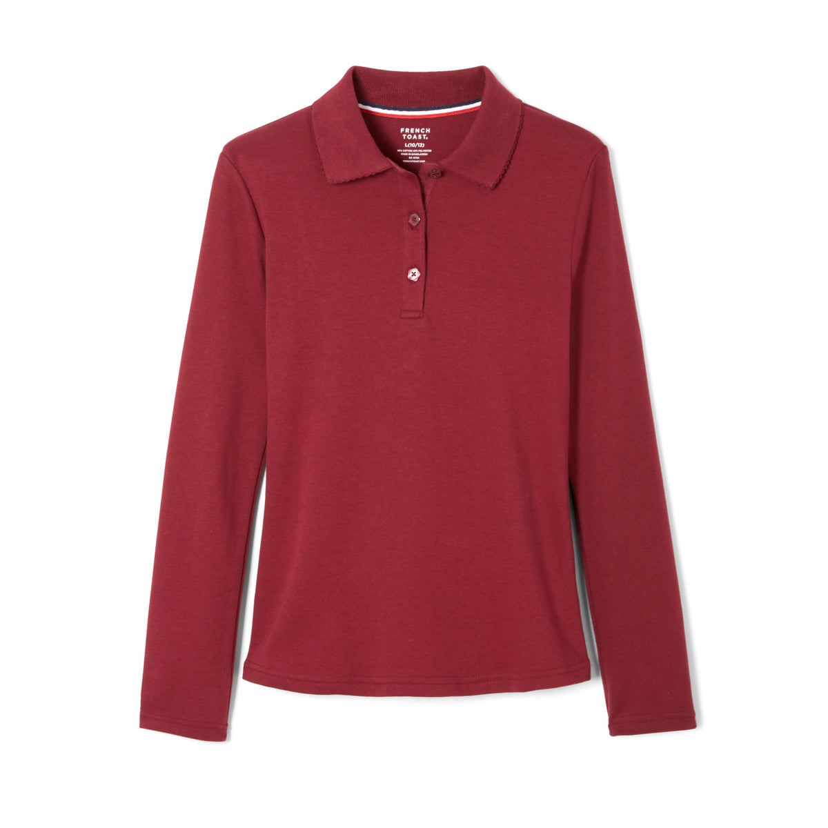 French Toast Toddler Long Sleeve Interlock Polo with Picot Collar