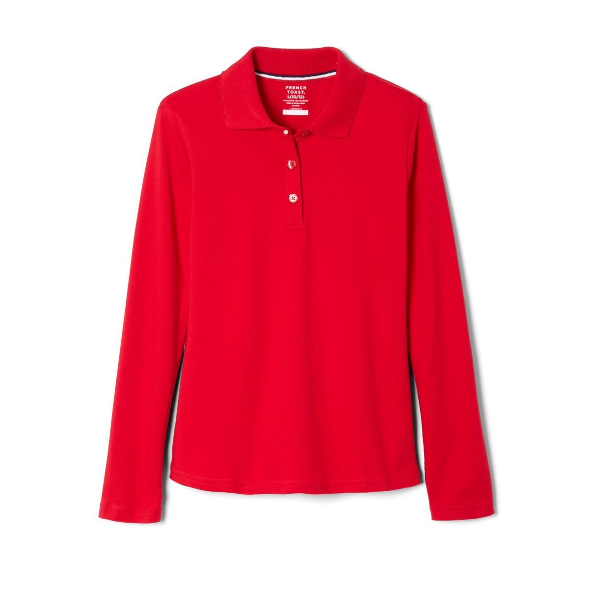 French Toast Toddler Long Sleeve Interlock Polo with Picot Collar
