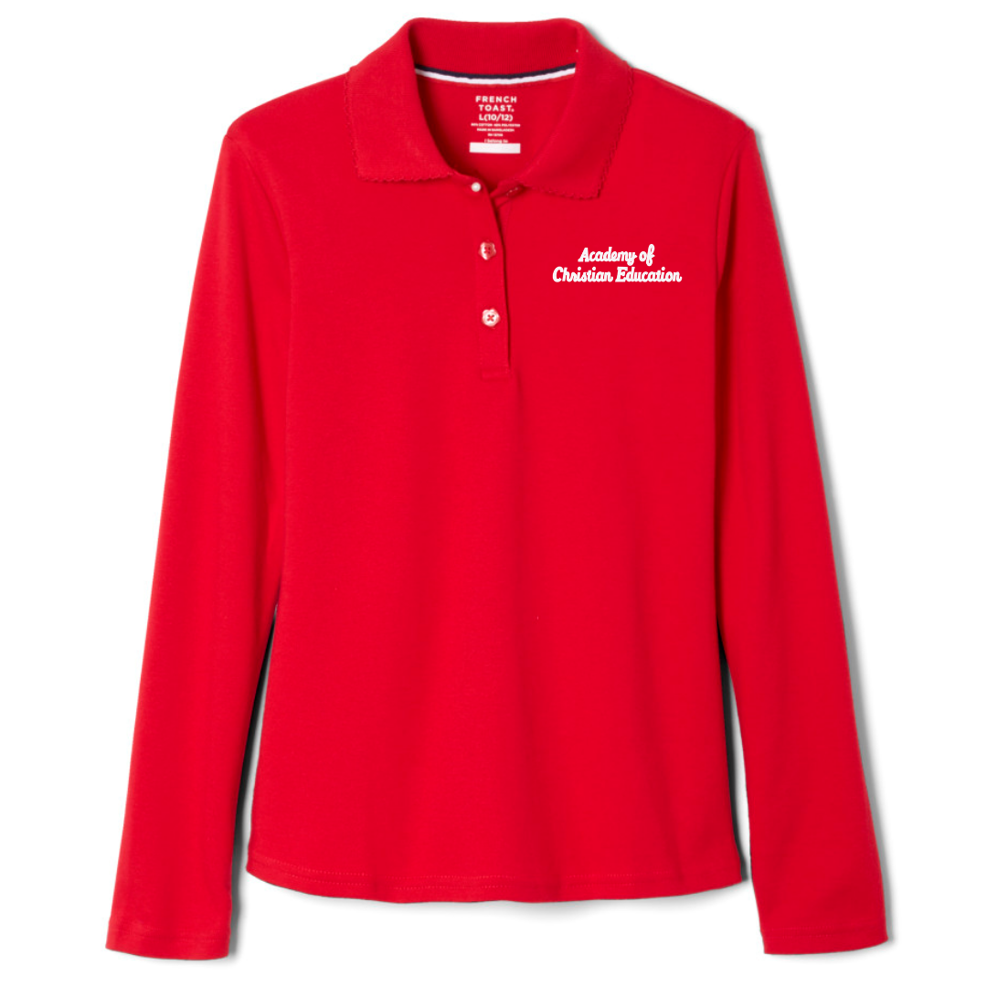 Academy of Christian Education - Girl's Long Sleeve Picot Collar Polo
