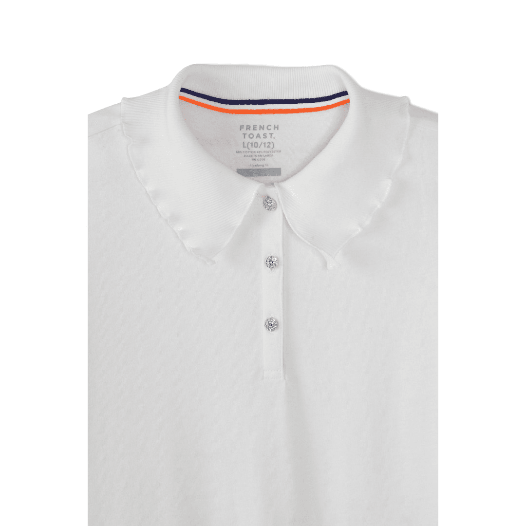 SHORT SLEEVE JERSEY POLO WITH RHINESTONE BUTTONS