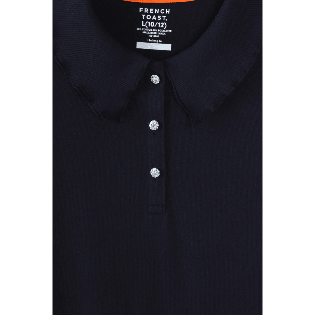 Short Sleeve Jersey Polo w/ Rhinestones