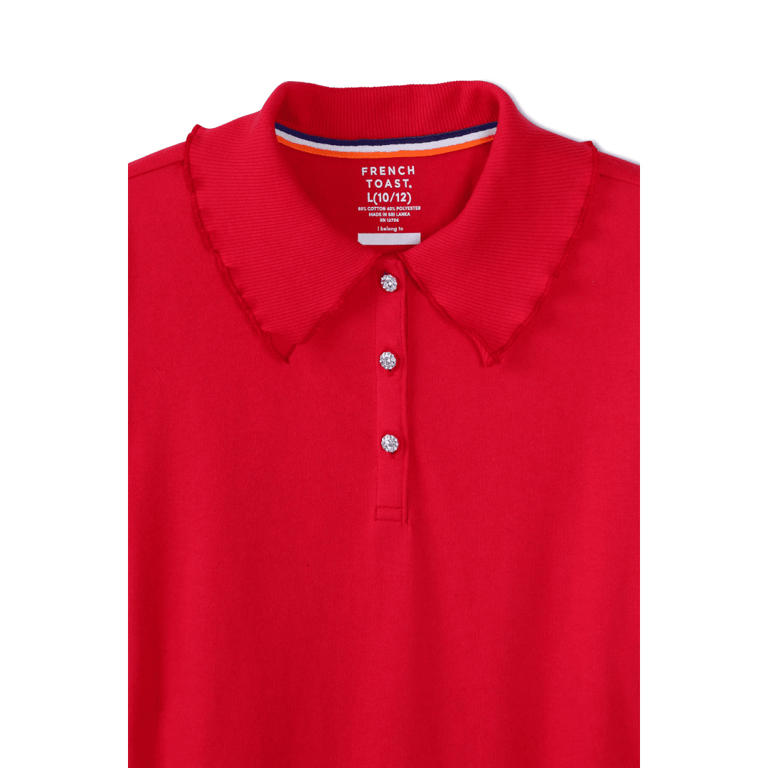 Short Sleeve Jersey Polo w/ Rhinestones