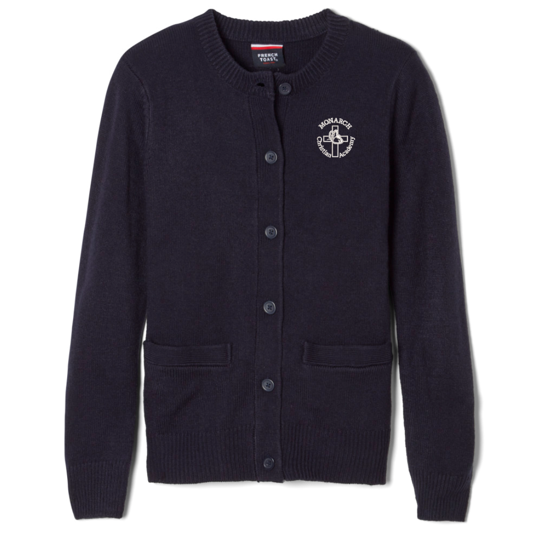 Monarch Christian Montessori - Girl's / Young Women's Crewneck Cardigan Sweater